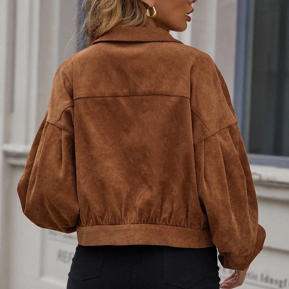 corduroy crop brown jacket - Picture 2 of 7